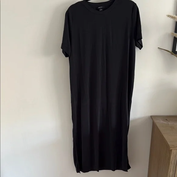 monki short sleeve washed black shift maxi dress - Picture 1 of 5
